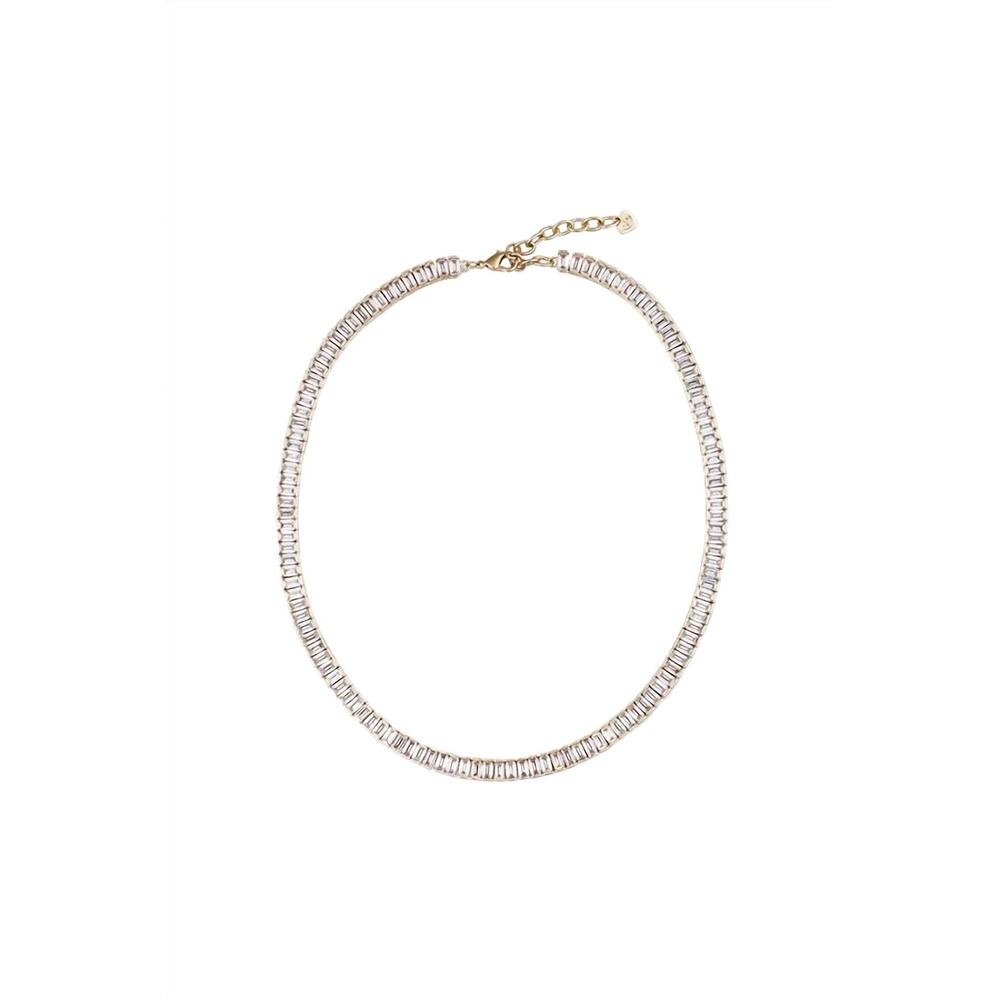 NEW HART women's baguette tennis necklace in gold/diamonds